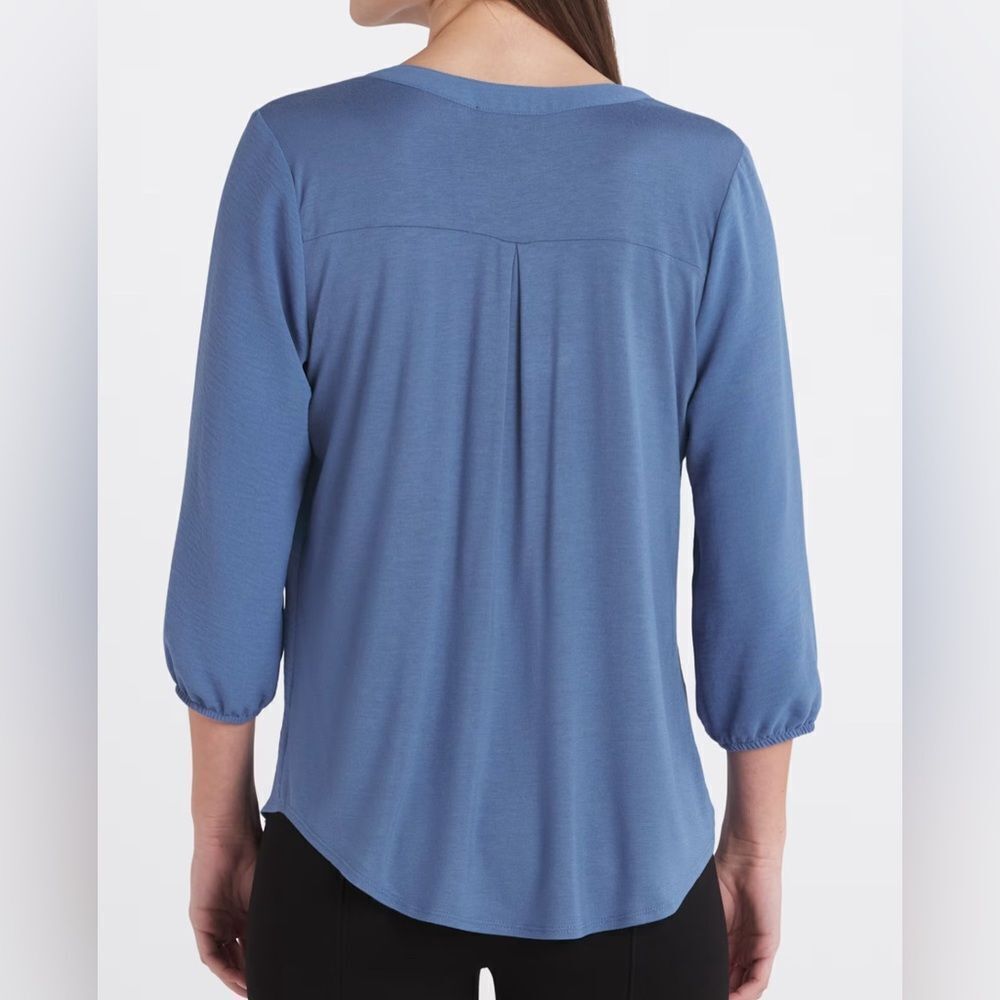 FORTUNE + IVY Cindy Button Detail Blouse Blue Medium NWT STITCH FIX - Picture 5 of 9